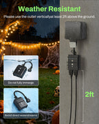 BN-LINK Outdoor Timer with Remote Control, Dusk to Dawn Light Sensor, Waterproof Plug-in Timer Outlet, 2 Grounded Outlets, 100ft Range, Perfect for Christmas & Halloween Lights, 15A 1/2HP ETL,2pack