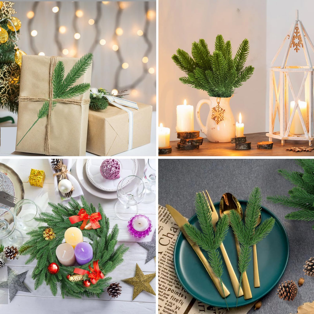 Hananona Artificial Pine Branches, 50 Pcs Christmas Greenery Stems