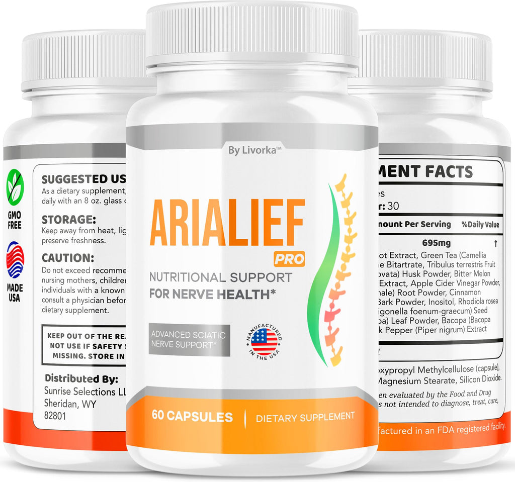 (5 Pack) Arialief Pro Capsules for Sciatica, Arialeaf Nutritional Support for Nerve Health, Arialeaf Prime Palm Sciatica, Aria Leaf Primepalm Aria LIEF Vitamin, 5 Months