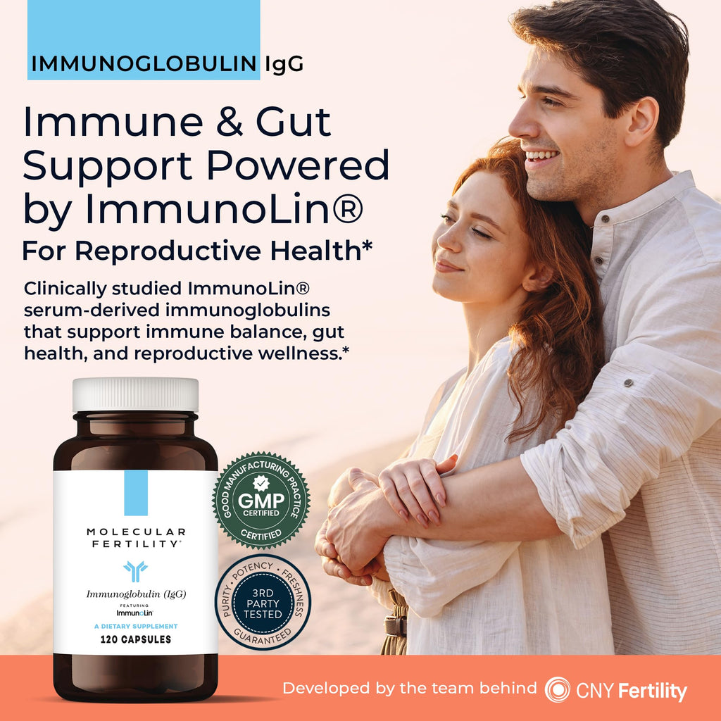 Molecular Fertility Immunoglobulin IgG Supplement for Men & Women - Dairy-Free, Bovine Colostrum Alternative - IGA IgM ImmunoLin for Immune Support, Gut Health, Reproductive Wellness - 60 Servings