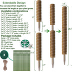 Fabulas Moss Pole 58.7 Inch - Monstera Plant Support 5 Pack, 17.5" and 12" Plant Stakes for Indoor Plants Coco Coir Moss Pole Sticks for Climbing Potted Live Plants, Pothos, Philodendron
