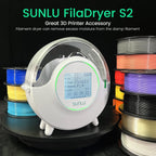 SUNLU Official Filament Dryer S2 Plus, 70℃ Max Temperature, Built-in Circulation Fan, 3D Printer Filament Storage Box Filament Dehydrator, Nylon TPU PLA PETG ABS 3D Printer Filament Dryer Box, White