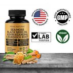 PRIME NATURAL Sea Moss 300mg Black Seed Oil 200mg Ashwagandha 100mg Turmeric Bladderwrack Burdock Manuka Honey Dandelion ACV - 120 Capsules | 60 Days Supply | Vegan