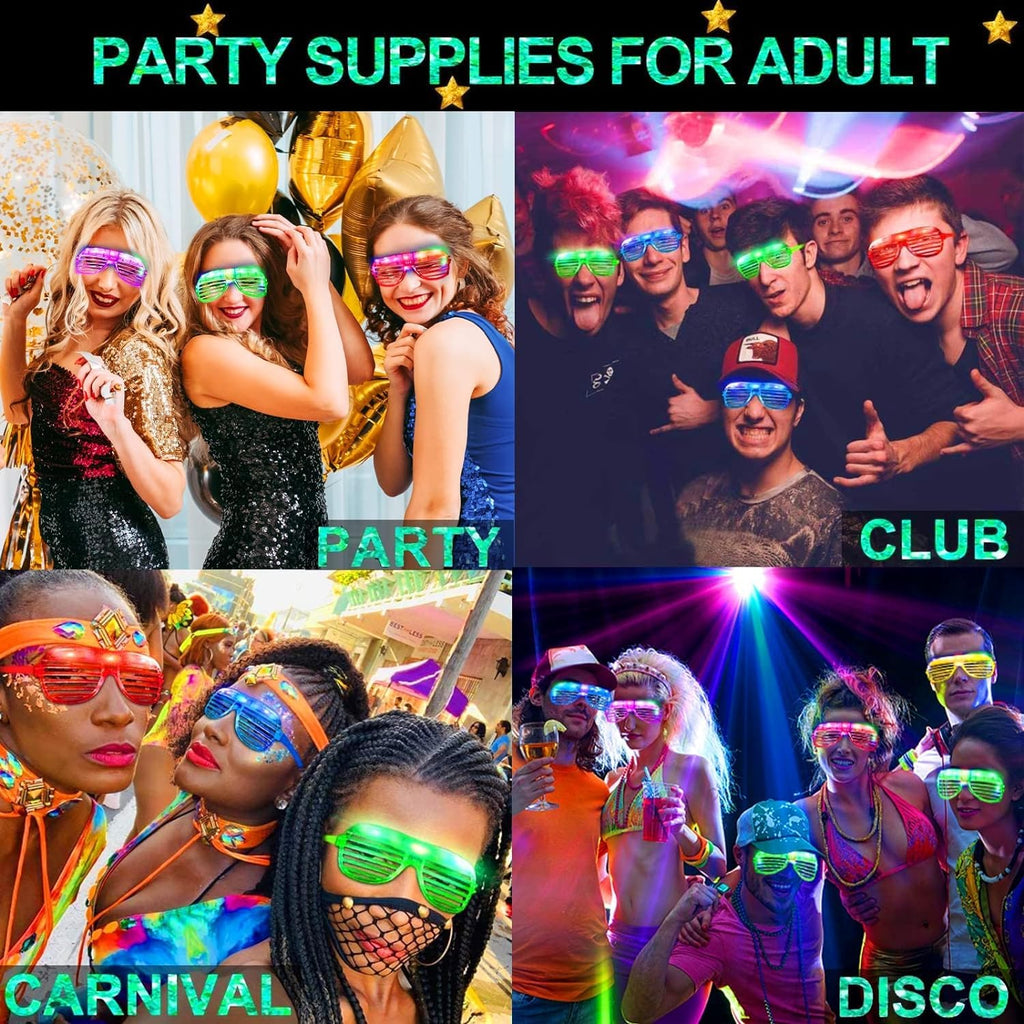 TURNMEON 20 Pack LED Glasses Halloween Party Favors 6 Colors Light Up