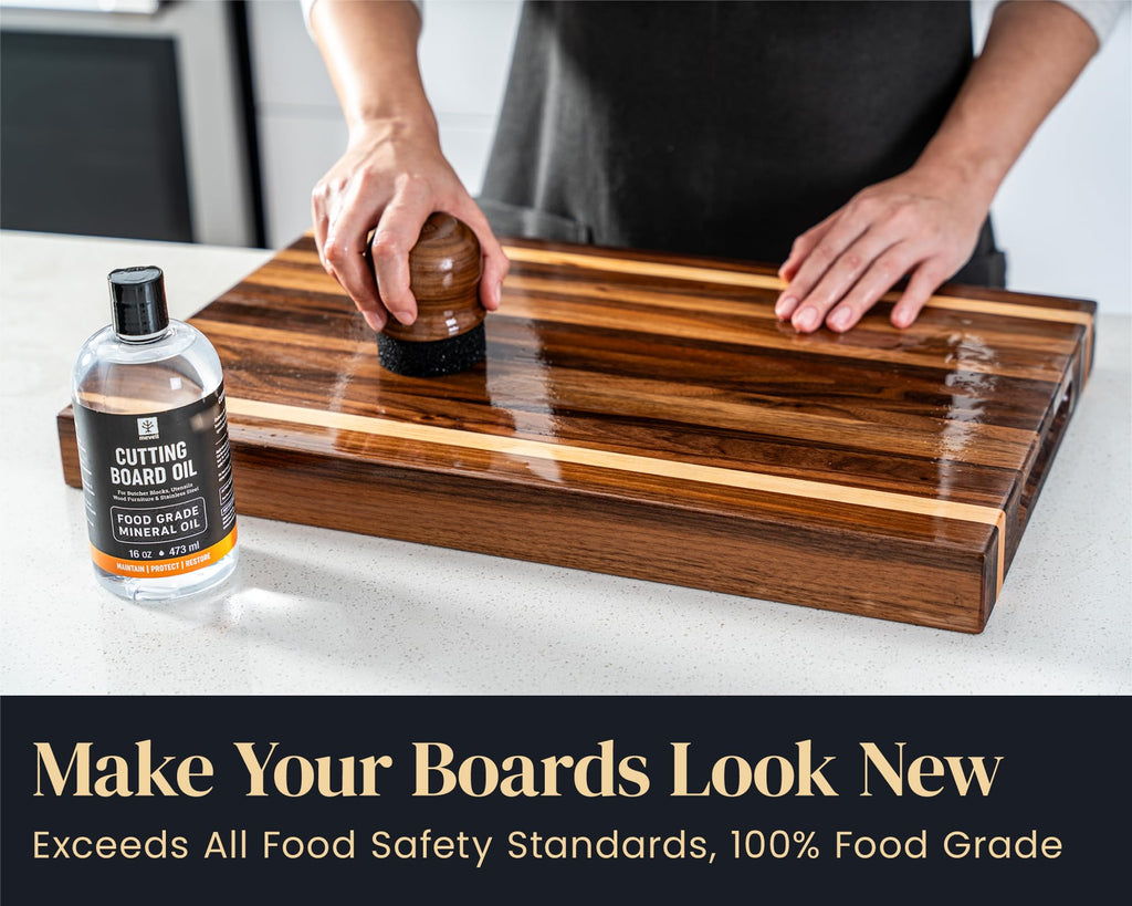 Mevell Food Grade Mineral Oil for Wood Cutting Board - 16oz, Food Safe USP Certified Cutting Board Oil & Butcher Block Conditioner for Bamboo Boards, Marble, Soapstone, Stainless Steel, Made in USA