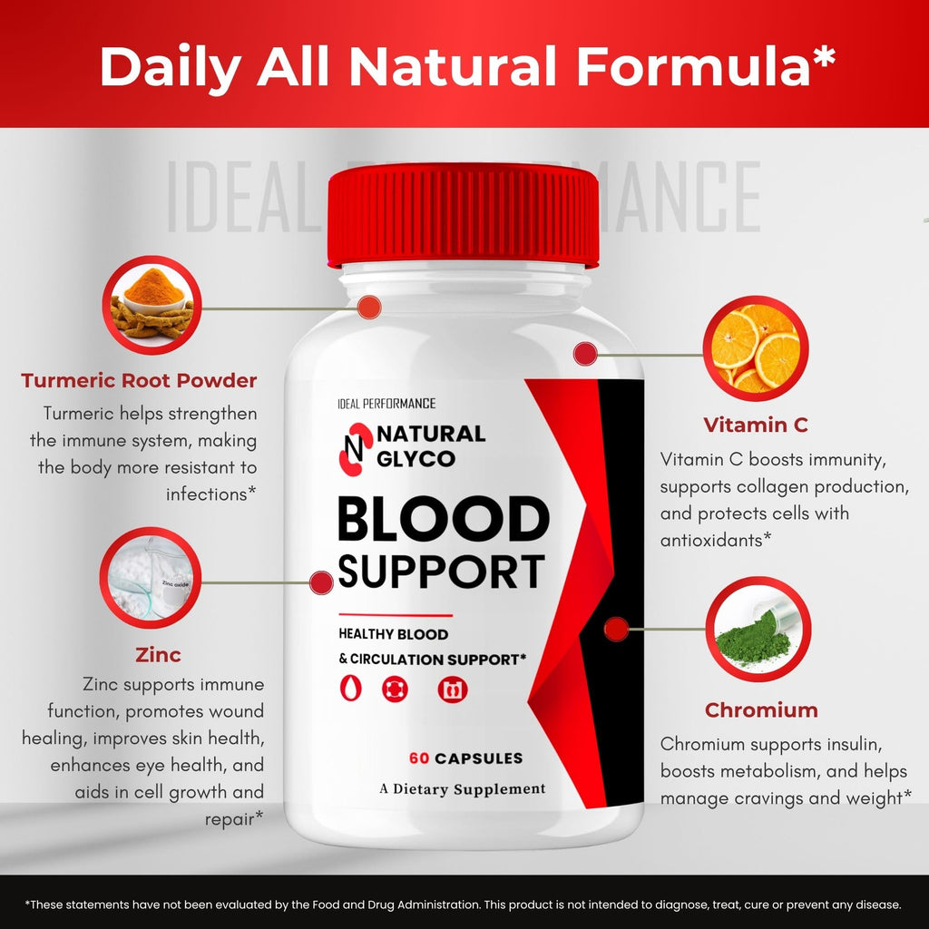 Natural Glyco Blood Support, Advanced Blood Formula Capsules, Natural Glyco Supplement Pills - Maximum Strength, for Healthy Circulation & Stable Level, NaturalGlyco Reviews (3 Pack)