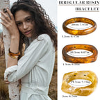 Vieyomn 8 Pcs Irregular Chunky Wide Wrist Bangle Bracelet Colorful Acrylic Resin Bangle Bracelets Set for Women