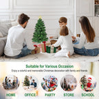 DUUDO 3FT Premium Hinged Artificial Holiday Small Mini Christmas Tree for Tabletop,Home, Office, Indoor and Outdoor Holiday Decoration,Easy Assembly Metal Hinges & Foldable Base