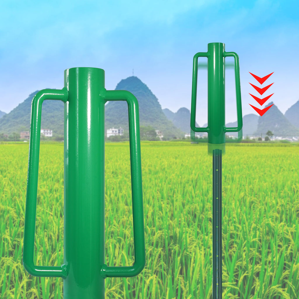 VASGOR Fence Post Driver, Heavy Duty Hand Post Pounder with Handle - Use for Metal U Posts, T Posts, Garden Fence (15 LBS)