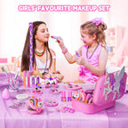 Beayuck Kids Makeup Kit for Girls - Girls Makeup Kit Toys, Real Washable Cosmetic Set with Storage Case, Kids Play Makeup Set for Christmas Birthday Gift 3 4 5 6 8 10 11 12+ Years Old, Pink