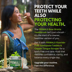 PRIMALS Boar Bristle & Bamboo Toothbrush (4-Pack) - Premium Boar Bristles - Fully Biodegradable - Plastic & Nylon Free - Quick Dry Design