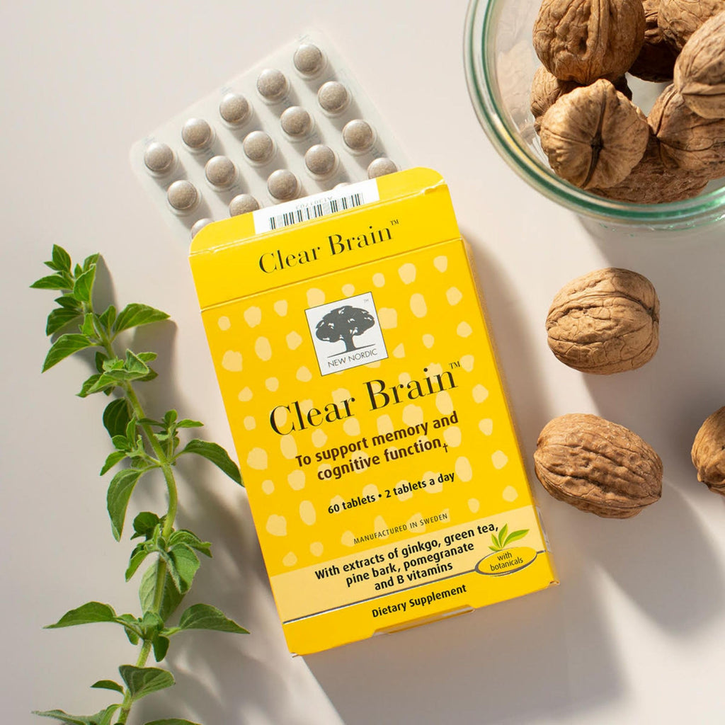 New Nordic Clear Brain Tablets, Supports Normal Cognitive Health and Memory, with Green Tea and Walnut, Swedish Made, 60 Count (Pack of 1)