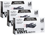 ForPro Disposable Vinyl Gloves, Black, Industrial Grade, Powder-Free, Latex-Free, Non-Sterile, Food Safe, 2.75 Mil. Palm, 3.9 Mil. Fingers, Medium, (Pack of 300)