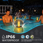 uuffoo 2-Pack 7.4x7.4 Solar Floating Pool Lights Ball Solar Powered Flickering that Float Candles Lights Outdoor Water-Resistant IP66 for Pond Garden Party Swimming Decor