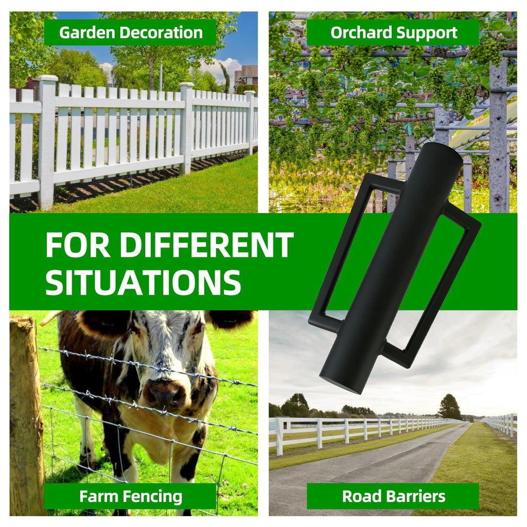DCLFIRMX Fence Post Driver with Handle 16.5 Inch T Post Driver, 8LB Heavy Duty Hand Post Pounder, 2.7 inch Inner Diameter Hand Post Rammer for Metal Fence Stake, U Channel, Sign Post