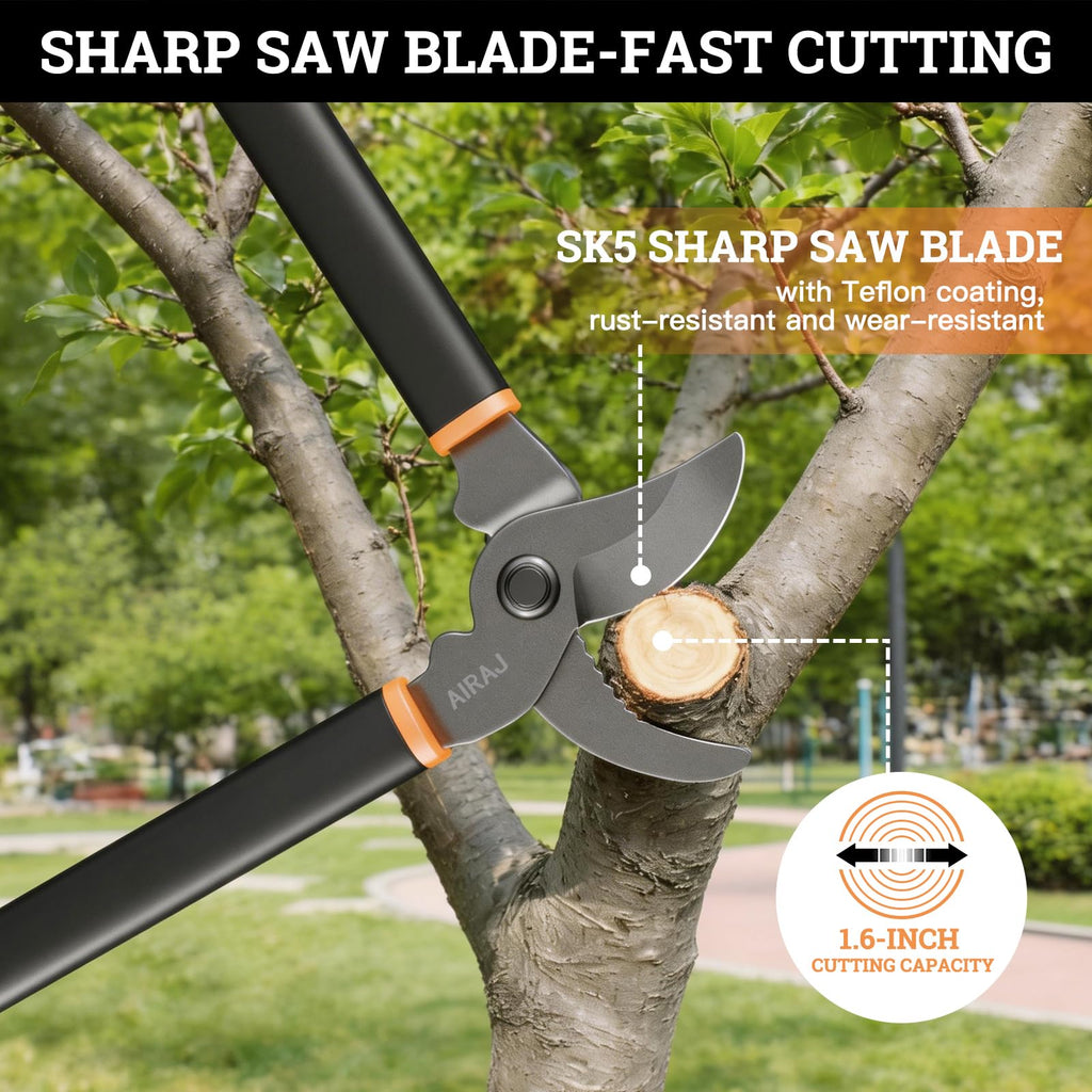 AIRAJ 17'' Bypass Loppers for Tree Trimming,Branch Cutter up to 1.6" Cut Capacity,Sharp Steel Tree Pruner,Chops Thick Branches with Ease,Tree Trimmer for Gardening
