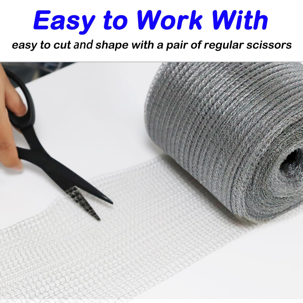 Wire Mesh Hole Fill Fabric 5 in X 103Ft, Weep Holes Filler and Covers, Upgraded Stainless Steel Wire Mesh, Flexible Stretchy Hardware Cloth for Garden House and DIY, Mice Control Rodent Barrier