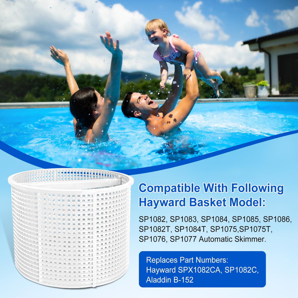 SPX1082CA Skimmer Basket Replacement for Hay-ward Swimming Pool Skimmer, Filter Basket Assembly with Handle Compatible with Aladdin B-152 Hay-ward SPX1082CA SP1082C Select Automatic Skimmers, White