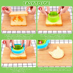 12 Pack Sandwich Cutter and Sealer Set Crustable Bread Decruster DIY Cookie Stamps Mold Vegetable Fruit Cutters Shapes for Kids Back to School Bento Box Accessories