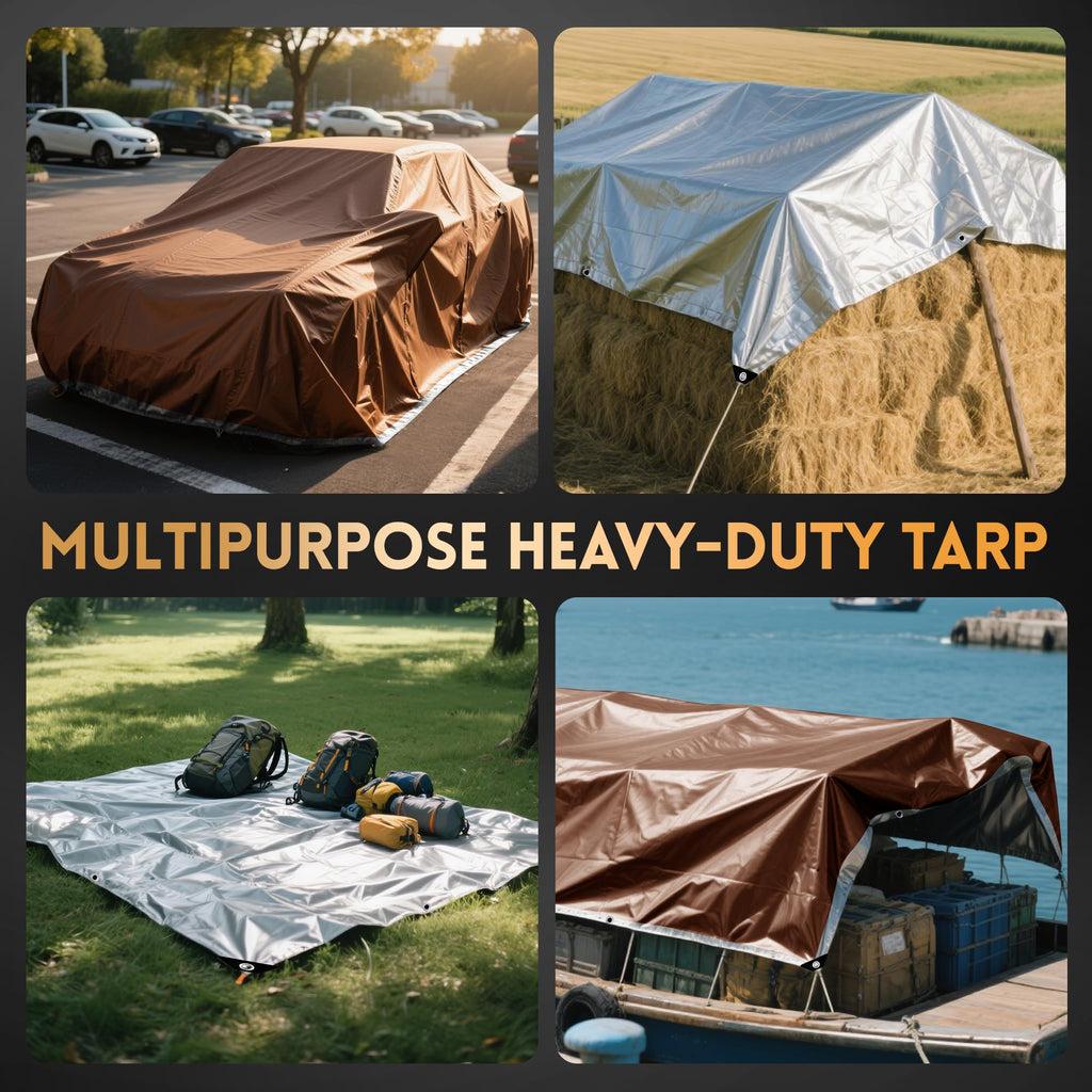 Tarp 12x12 ft Heavy Duty 10mil Silver/Brown 100% Waterproof High Durability Multipurpose Outdoor Tarpaulin,Uv Resistant,for Courtyards,Camping, Canopy, Trailer, Boats, Camping, Etc -by MVPNET