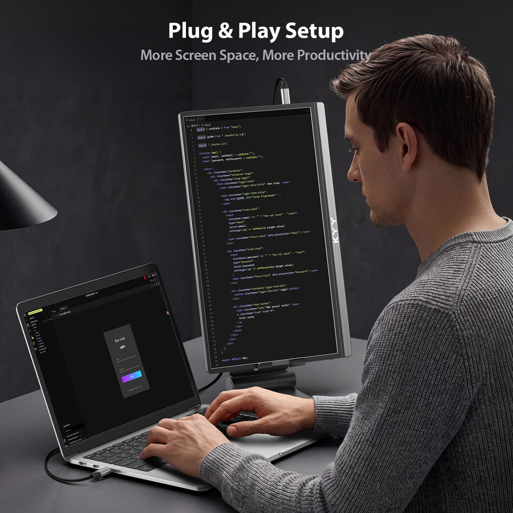 KYY Portable Monitor 15.6" 1080P Computer Monitor Screen Extender w/Cover