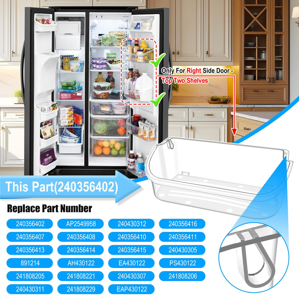 UPGRADED 240356402 Refrigerator Door Bin Compatible with Frigidaire Door Shelf Replacement Frigidaire Gallery Door Shelf Refrigerator Shelves FGHS2631PF4A FFSS2615TS0 LFSS2612TF0 LFSS2612TE0 Door Bin