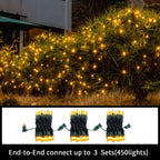 LAMPHOME Super-Bright Extendable Yellow Christmas Lights Decoration 150Lights 31.9ft UL Certified Mini Bulb String Light Set for Outdoor Christmas Tree Garden Holiday Party Patio Wedding Garland Decor