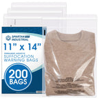 11” X 14” (200 Count) Self Seal Clear Poly Bags with Suffocation Warning