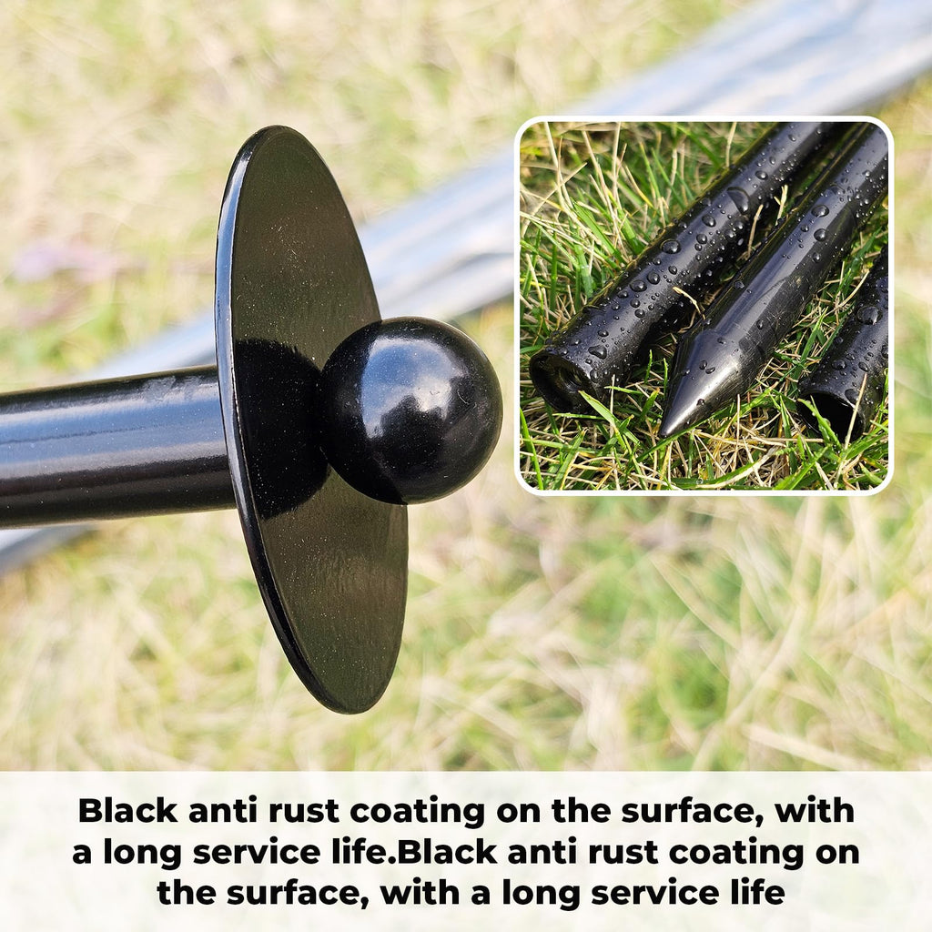 JPOIP 72 Inch Garden Stake Netting Support, Black Heavy Duty Powder Coated Steel Frame for Garden Fencing, Plant & Crop Protection from Wildlife (6 Sets)