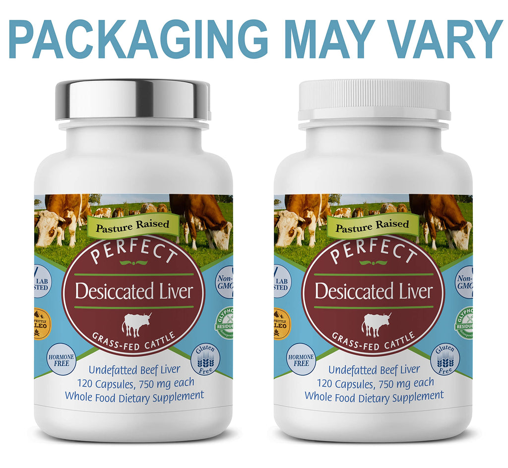 Perfect Supplements – Perfect Desiccated Liver – 120 Capsules – Undefatted Beef Liver – Natural Source of Protein, Iron, Vitamins A & B – 5 Pack