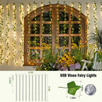 JMEXSUSS Vine Curtain Lights, 200 LED Vines with Fairy Lights for Bedroom