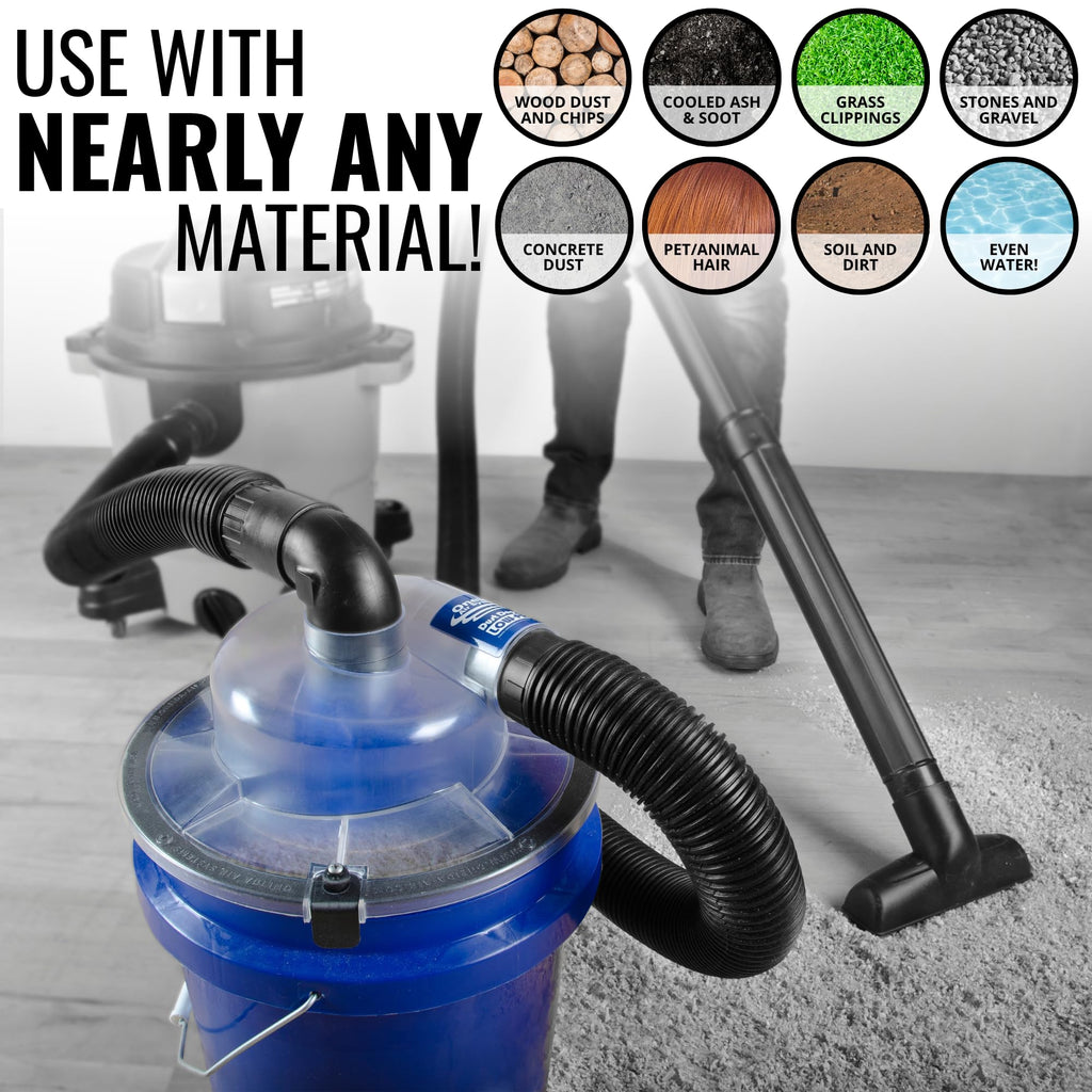Dust Deputy Low-Pro Plus Cyclone Dust Separator – Engineered High Flow Wet/Dry Vacuum Kit – Fits Standard 5 Gallon Buckets – 2.5" Adapter & 3' Hose – Made in USA