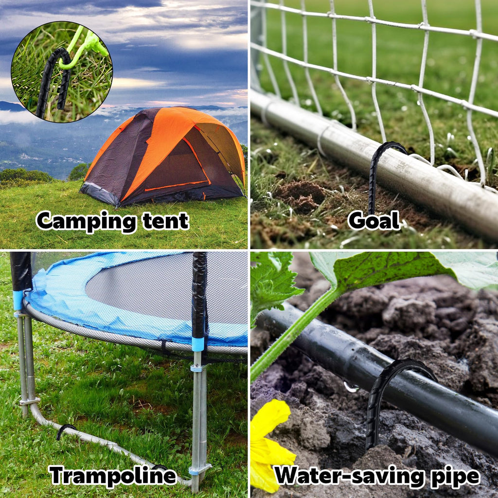 EISENSP 12 Inch J-Hook Rebar Stakes, HeavyDuty Anti-Rust Ground Anchors for Chainlink Fence, Garden Dog Fence, Sports nets, Camping Tent, Etc (20 Pack)