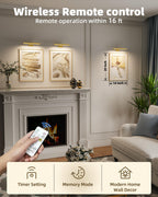 EZVALO Picture Light for Wall, Rechargeable 2400mAh Battery Lights Wireless with IR Remote, 3 Color & Dimmable Magnetic 7.87'' LED Lights Display for Painting, Living Room, Gallery, Bedroom(Gold-3P)