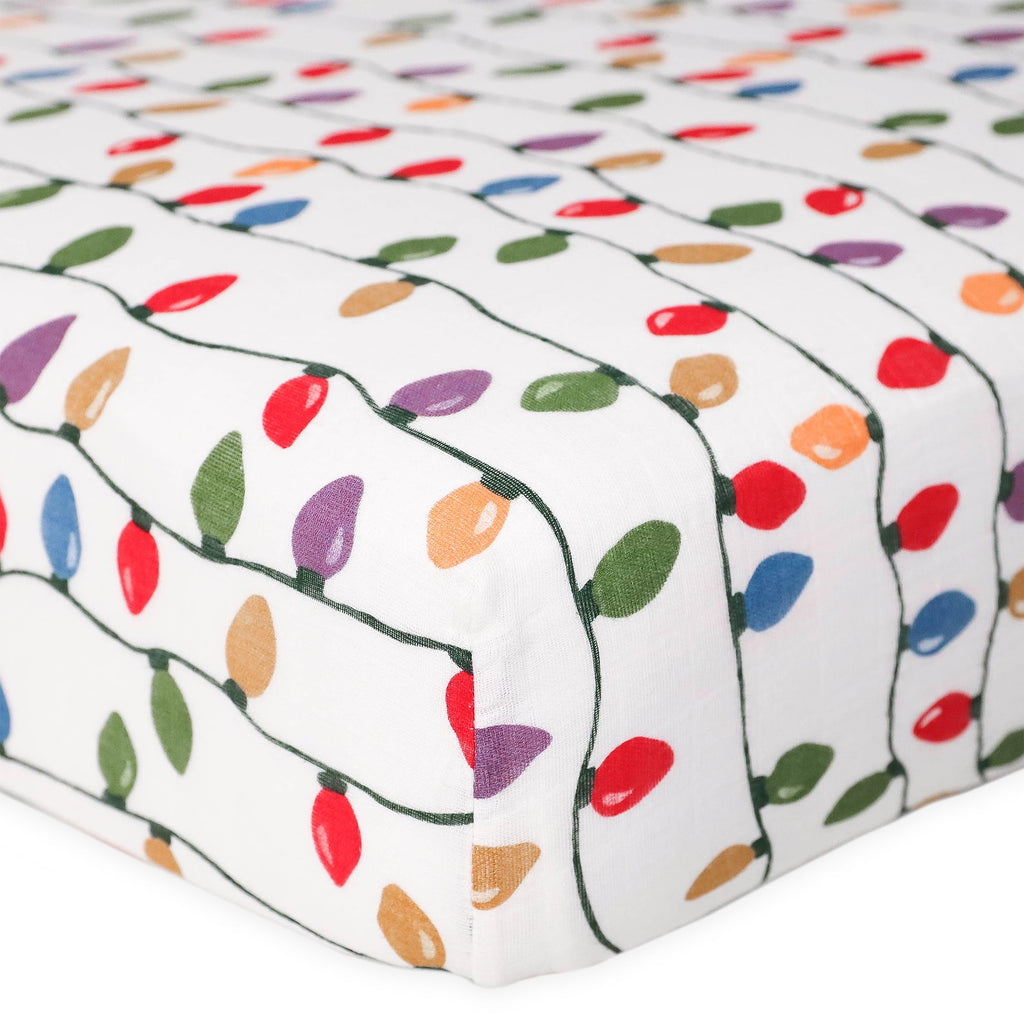 Little Unicorn Fitted Crib Sheet | 100% Cotton Muslin | Super Soft | Sized for Standard Baby Crib & Toddler Mattress | Machine Washable | 52��� x 28��� x 6��� (Christmas Bulbs)