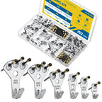 Uniclife 152 Pcs Picture Hanging Kit, 10 lb, 20 lb, 30 lb, 50 lb, 75 lb, 100 lb Heavy Duty Picture Hangers for Drywall & Wood, Picture Hanging Hooks, Frame Hooks, Silver