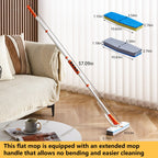 Magic Sponge Eraser Mop, 56" Adjustable Mop Handle with Flexible 10" Flat Head with Microfiber Pad and Magic Sponge Eraser Pads