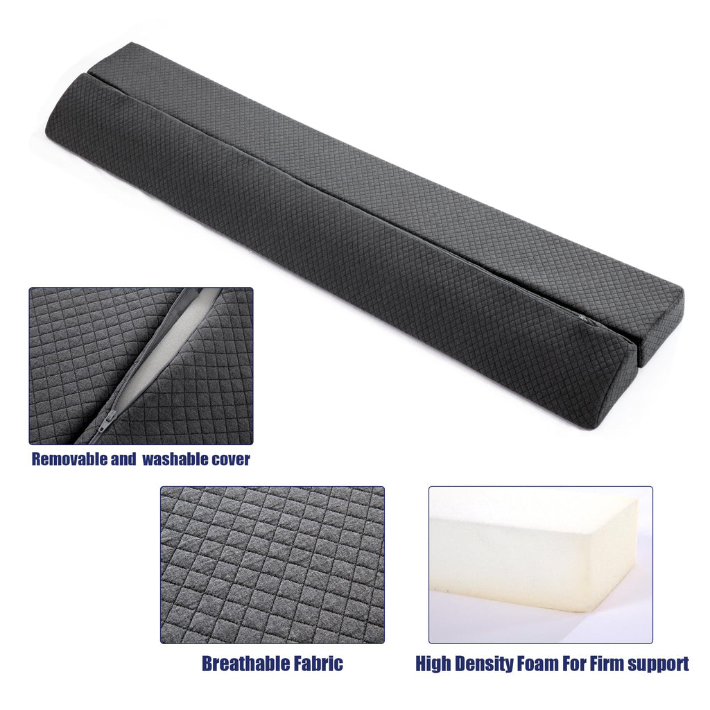 HOMBYS Wedge Pillow Headboard for Bed Gap,Foldable Bed Wedge Gap Filler King Size,Matterss Gap Filler,Multi Functional Bed Crack Pillow, Fill The Gap (0-7") Between Your Headboard and Mattress,Grey
