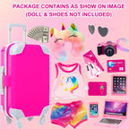 XFEYUE 23 Pcs American 18 inch Doll Clothes and Accessories - Suitcase Luggage , Pillow, Sunglasses, Camera, Passport, Mobile Phone , Computer Doll Travel Gear Play Set (No Doll)