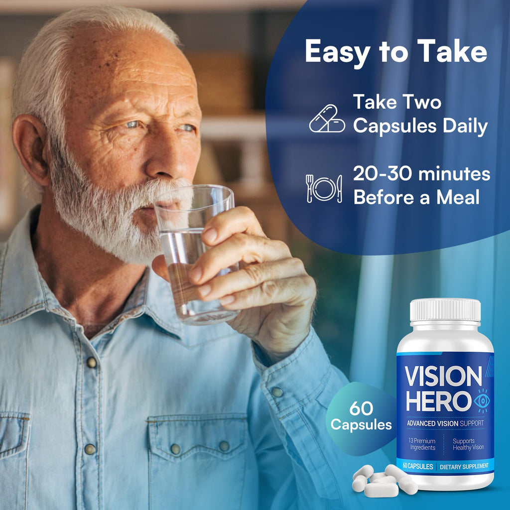 Vision Hero Advanced Vision Support, Eyes Supplements - 60 Capsules Eye Health Supplements for Adults (Pack of 1)