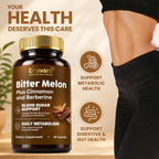 Druvara Bitter Melon Capsules with Berberine & Cinnamon, Sugar Balance, Metabolic Health & Steady Energy, with Extra Strength Bitter Melon Extract, Clean Formula, 60 Capsules