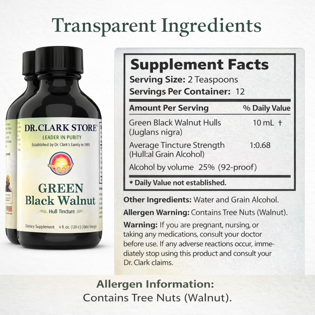 Original Green Black Walnut Hull Tincture (Extra Strength) by Dr. Hulda Clark, 4 oz