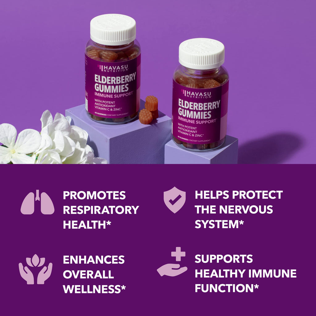 Sambucus Elderberry Gummies for Adults - Immune Support Supplement with Vitamin C and Zinc - Enhanced Formula for Daily Defense - 60 Count, 1 Month Supply, Berry Flavor - Convenient Wellness
