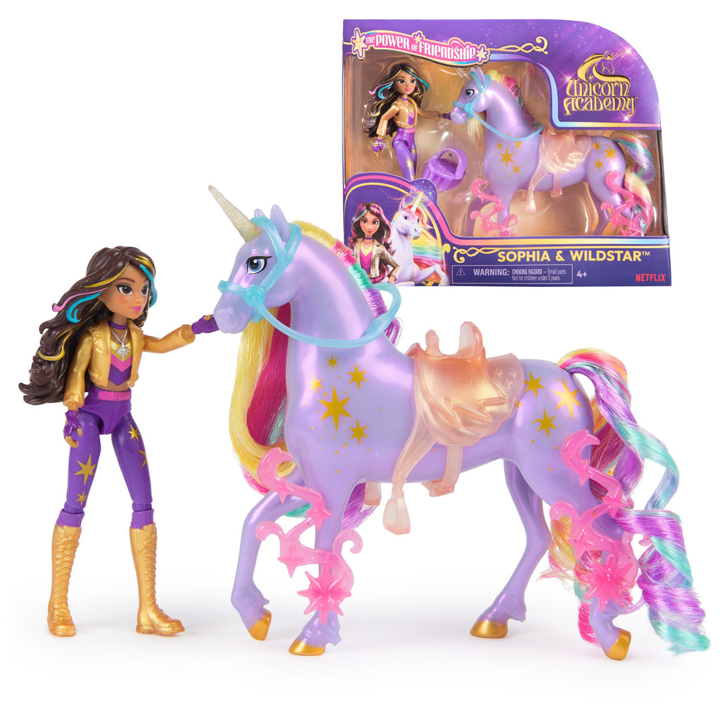 Unicorn Academy, Sophia & Wildstar Power of Friendship Set, Translucent Saddle & 2 Power Accessories, Dolls & Unicorn Toys for Girls Ages 4 and up