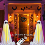 2packs Halloween Decorations Outdoor,Halloweens Party Decoration Indoor,Light Up Spooky Ghost with Remote Control String Lights,Halloween-Ghost for Yards Porches Gardens Lawn