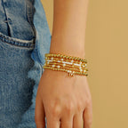 Turandoss 18K Gold Plated Beaded Initial Bracelet for Women Jewelry Gifts