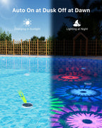 4 Pack Solar Floating RGB Pool Lights with Remote Waterproof for Underwater Vibrant Patterns Lighting, Auto-on Disco Glow in Pool for Party, Works in Outside In-ground Pools, Hot Tubs, Garden Ponds