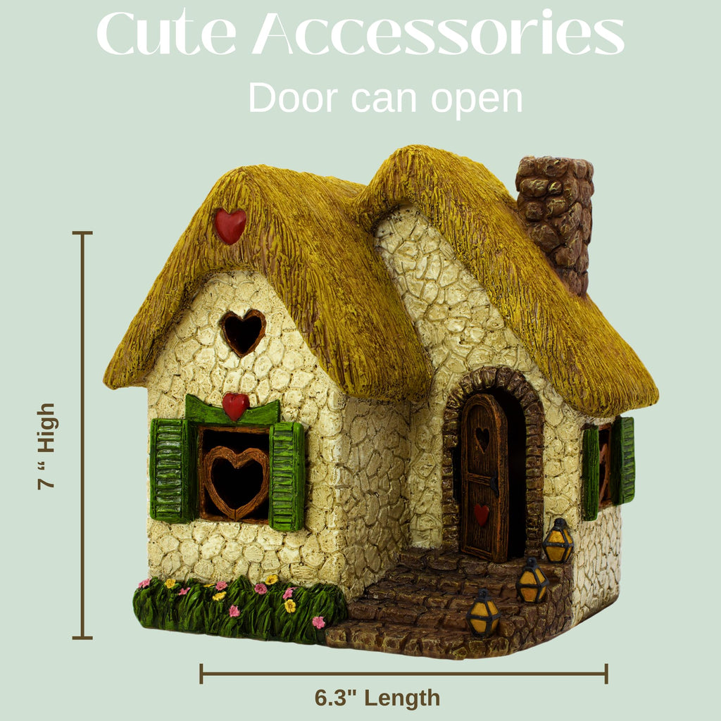 PRETMANNS Fairy House for Garden Outside Accessories Kit, 7" H, 4 Pieces