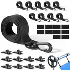 Canvino 10 Sets Pool Solar Cover Reel Attachment Kit, Solar Blanket Straps with Hooks, Clips & Fasteners for Inground & Above Ground Swimming Pool Reel Systems