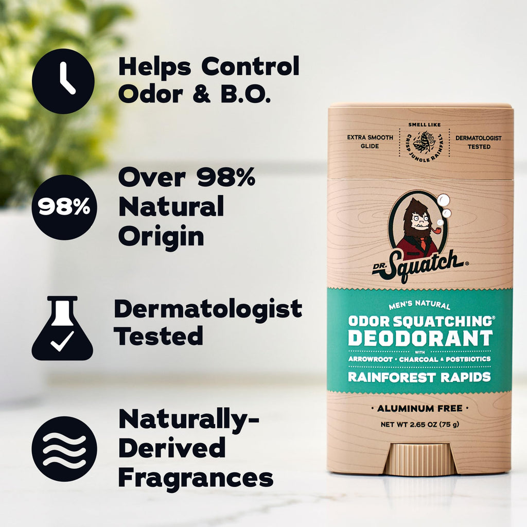 Dr. Squatch Natural Men’s Deodorant, Aluminum Free Deodorant Men (2-Pack)